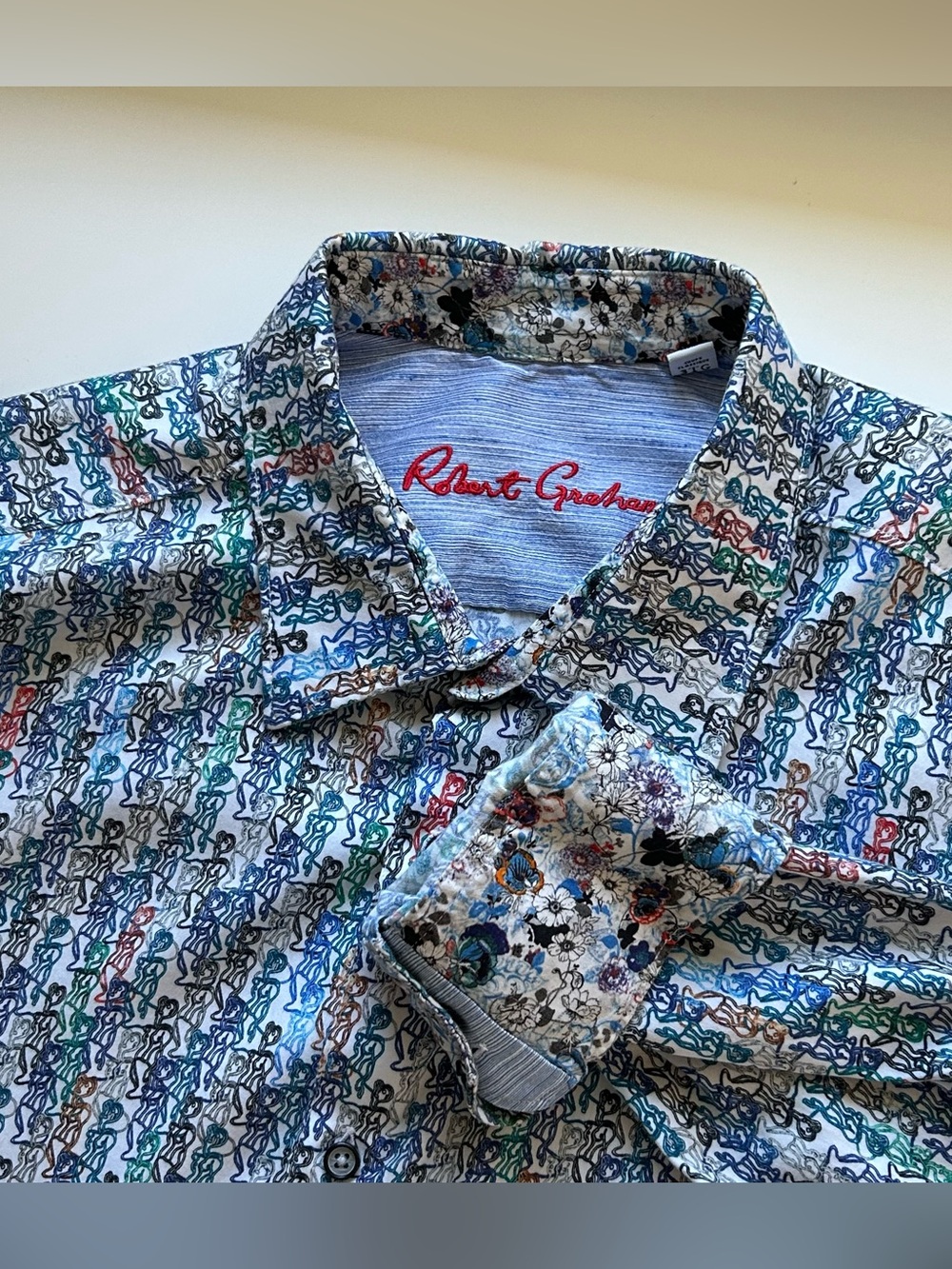 Robert Graham Flip Cuff Shirt Mens 3XL Multi Abstract Artsy Business Office